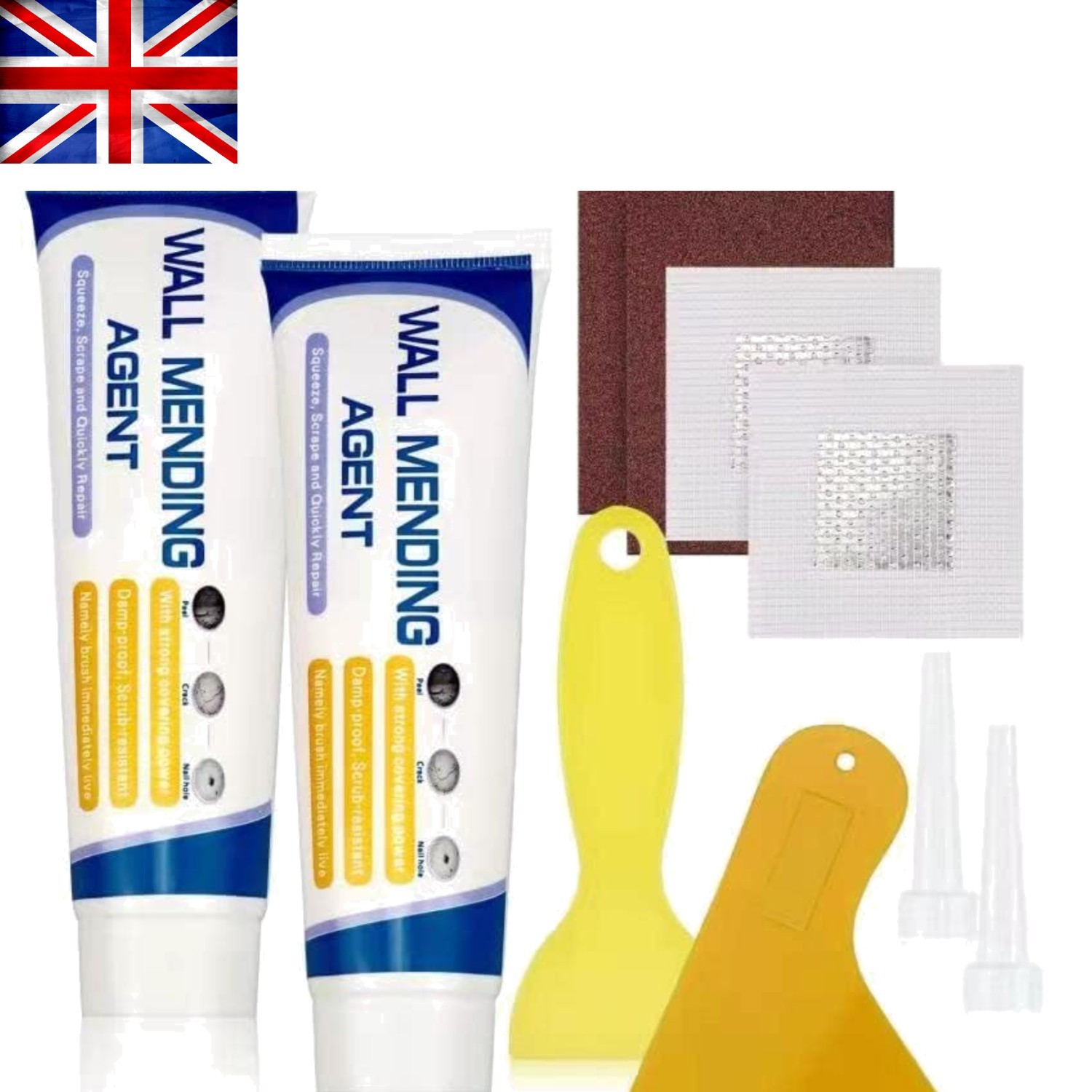 Home Repair Essentials: Quick Drying Spackle Paste with 2" Patch & Scraper