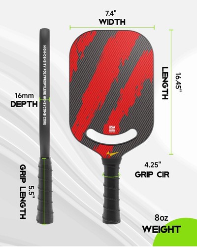 Warping Point Carbon Fiber Pickleball Paddle for Swing Speed and Maneuverability - Afbeelding 7 van 7