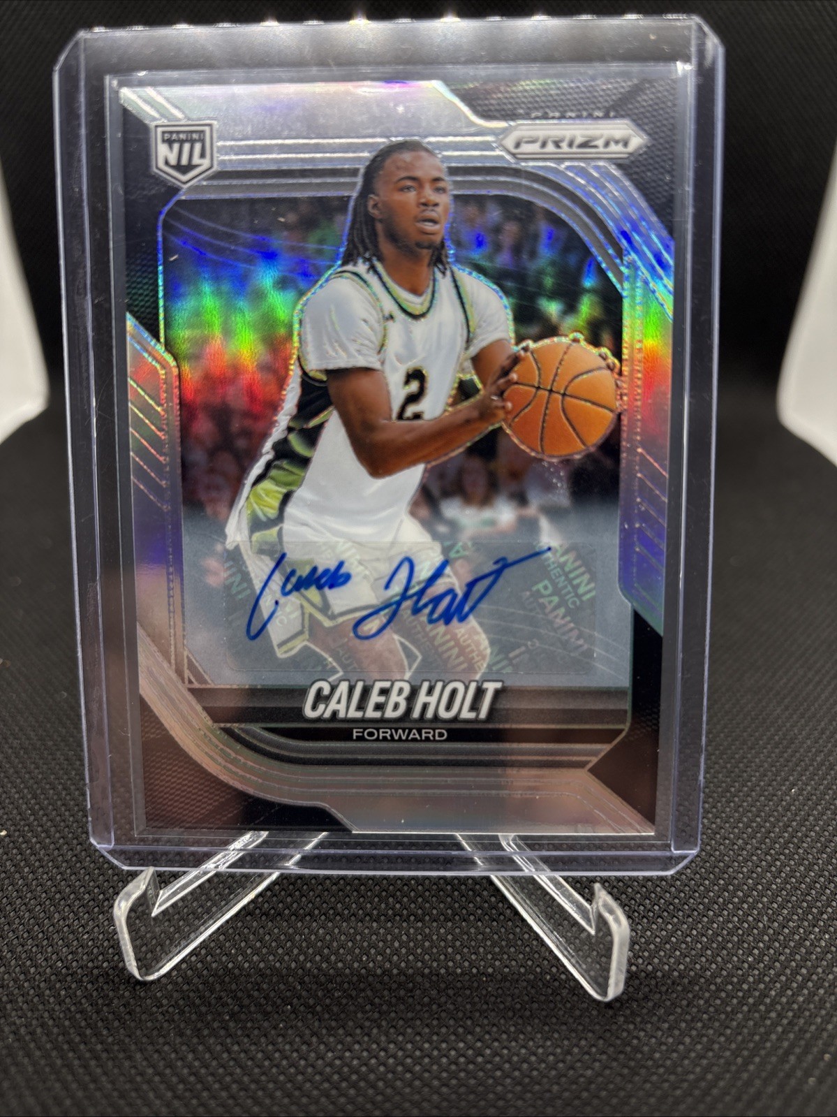 2025-26 Prizm Basketball NIL Caleb Holt Silver Prizm Autograph #99