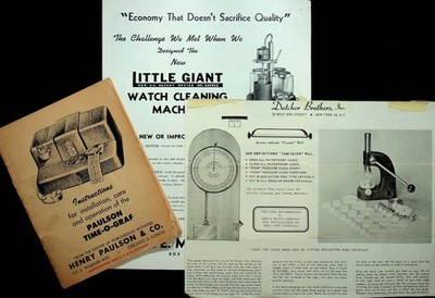 1948 Paulson Time-O-Graf Watchmaker Repair Timer Booklet & Advertising - E17-N