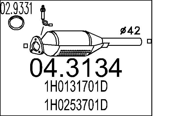 Catalyseur MTS 04.3134 pour passer le contrôle technique automobile VW Seat
