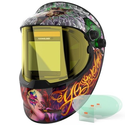 True Color Welding Helmet, 4 Arc Sensor Wide Shade 4/5-9/9-13 Welder Mask