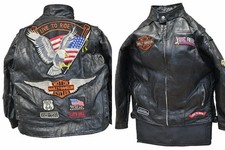 Blouson cuir biker BUFFLE Diamond Plate aigle Harley vintage lourd X