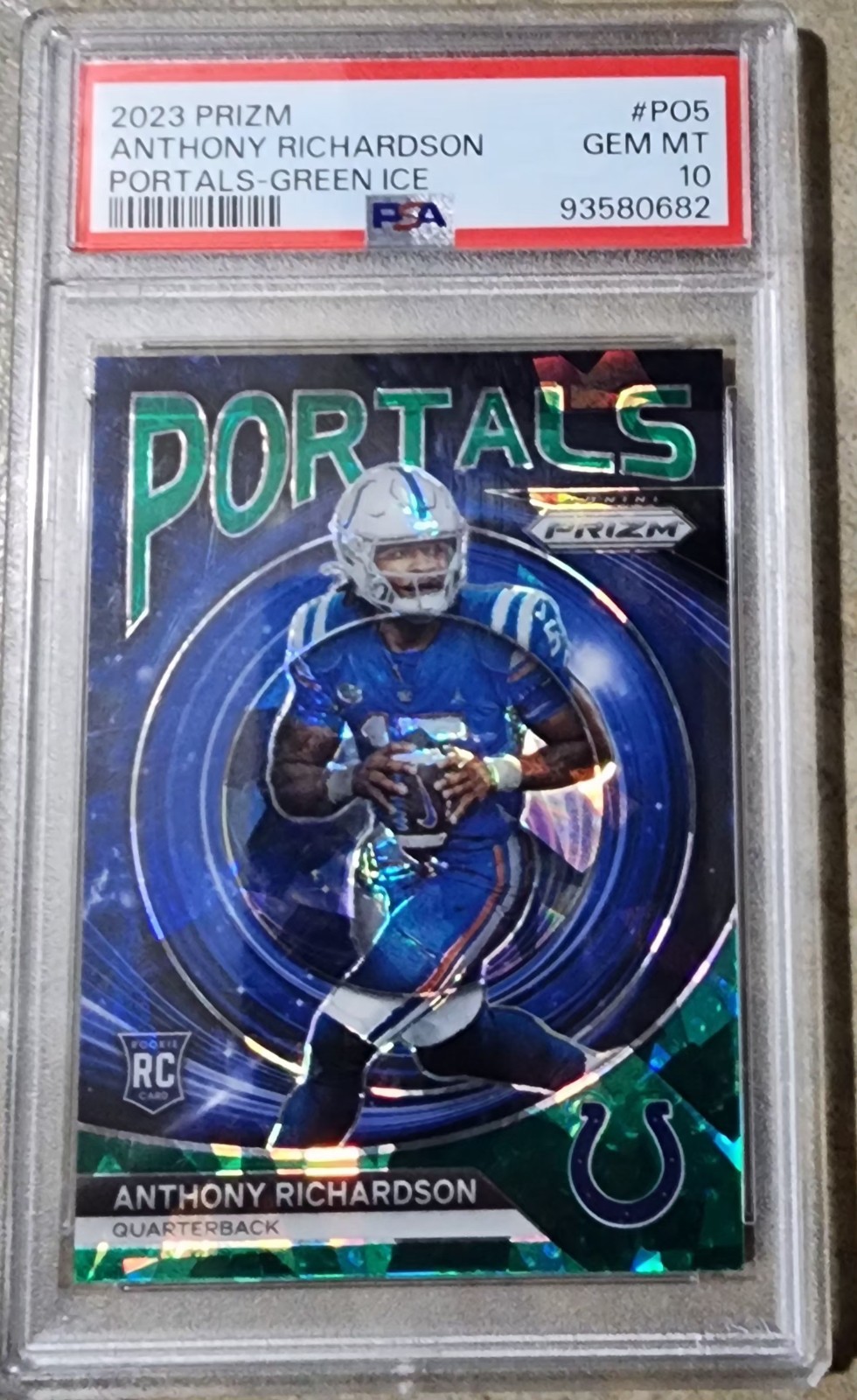 2023 Panini Prizm - Portals Anthony Richardson #PO-5 Green Ice Prizm (RC)