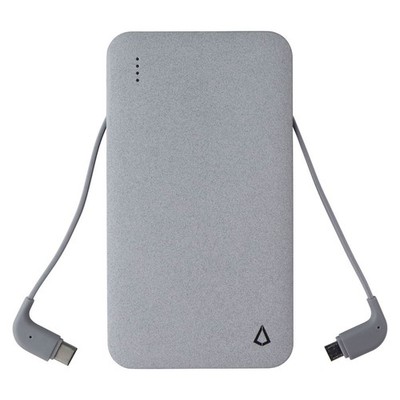 LBT Power Charge+ (5000mAh) with Built-In Micro USB & USB-C Cables - Gray