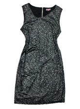 Vince Camuto Asymetric-Neckline Sleeveless Silver Glitter Sparkly Dress Small
