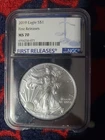 2019 $1 American Silver Eagle - NGC MS70 First Releases Has Broke Piece Off Case
