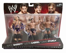 WWE WADE BARRETT JUSTIN GABRIEL DAVID OTUNGA SIGNED ELITE 3 PACK WITH JSA COA
