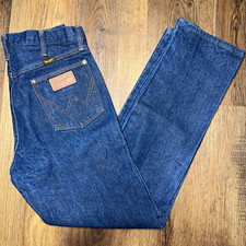 VTG 80s Wrangler Cowboy Cut Men's Straight Dark Wash Jeans 33x30 USA Made