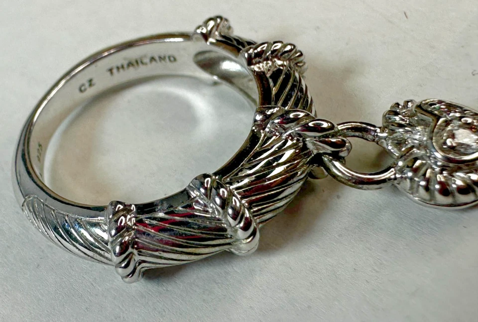 Anillo Judith Ripka Plata Esterlina Corazón Cuelga Dije Transparente Circonita Central Piedra 6 Foto 3 de 4