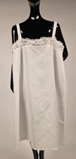 ANTIQUE EDWARDIAN WHITE LINEN SLIP DRESS W EMBROIDERY  LACE INSERTION