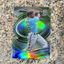 2021 Panini Spectra Starling Marte Neon Green Die Cut Prizm 4/25 Miami Marlins