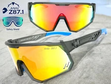 Sporty Biker Wrap Around Shield ANSI Z87.1 Safety SUN GLASSES Protective Eyewear