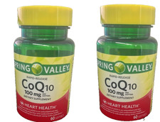 2x Spring Valley Rapid-Release CoQ10 Heart Health 120 Softgels 100 mg, exp 07/27