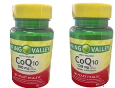 2x Spring Valley Rapid-Release CoQ10 Heart Health 120 Softgels 100 mg, exp 07/27