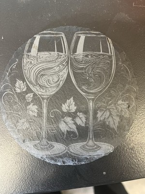 Slate Coaster, 4 Pack. Round Coaster