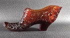 Boyd's Crystal Art Glass BOW SLIPPER #186 HONEYCOMB 5-12-03 Brown Shoe NOS — photo 4