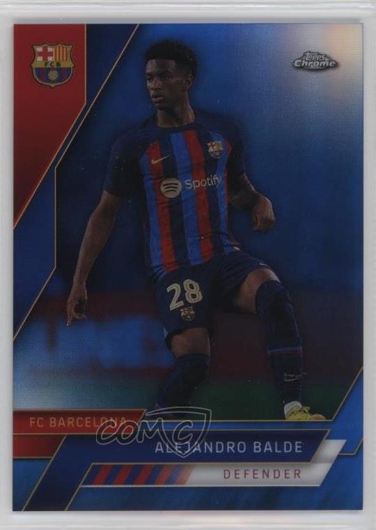 2022-23 Topps Chrome FC Barcelona Blue Refractor 65/75 Alejandro Balde #80 b6y