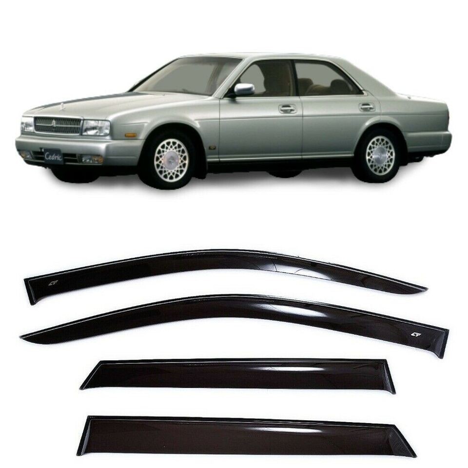 Tape-on Window Visors Rain Guards Fit Nissan Cedric Y32 1991-95 Wind Deflectors