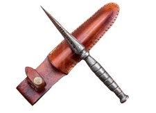 Damascus Steel Knife Full Tang With Leather Sheath