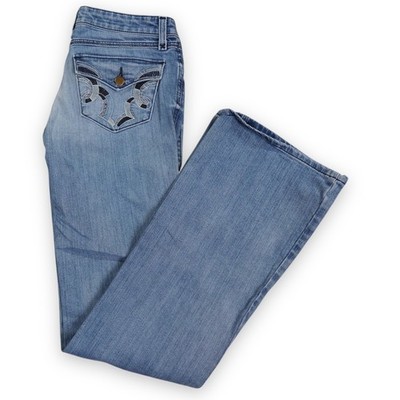 Wrangler Rock 47 Mae Jeans Women 1x34 30x32 Ultra Low Rise Bootcut Denim Fading