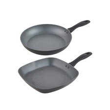 Russell Hobbs Metallic 2Pc Pan Set – 30cm Frying Pan & 28cm Griddle, Non-Stick