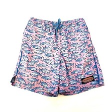 Vineyard Vines Boys Pink Blue Fish Print Lined Boys Swim Trunks Size 8