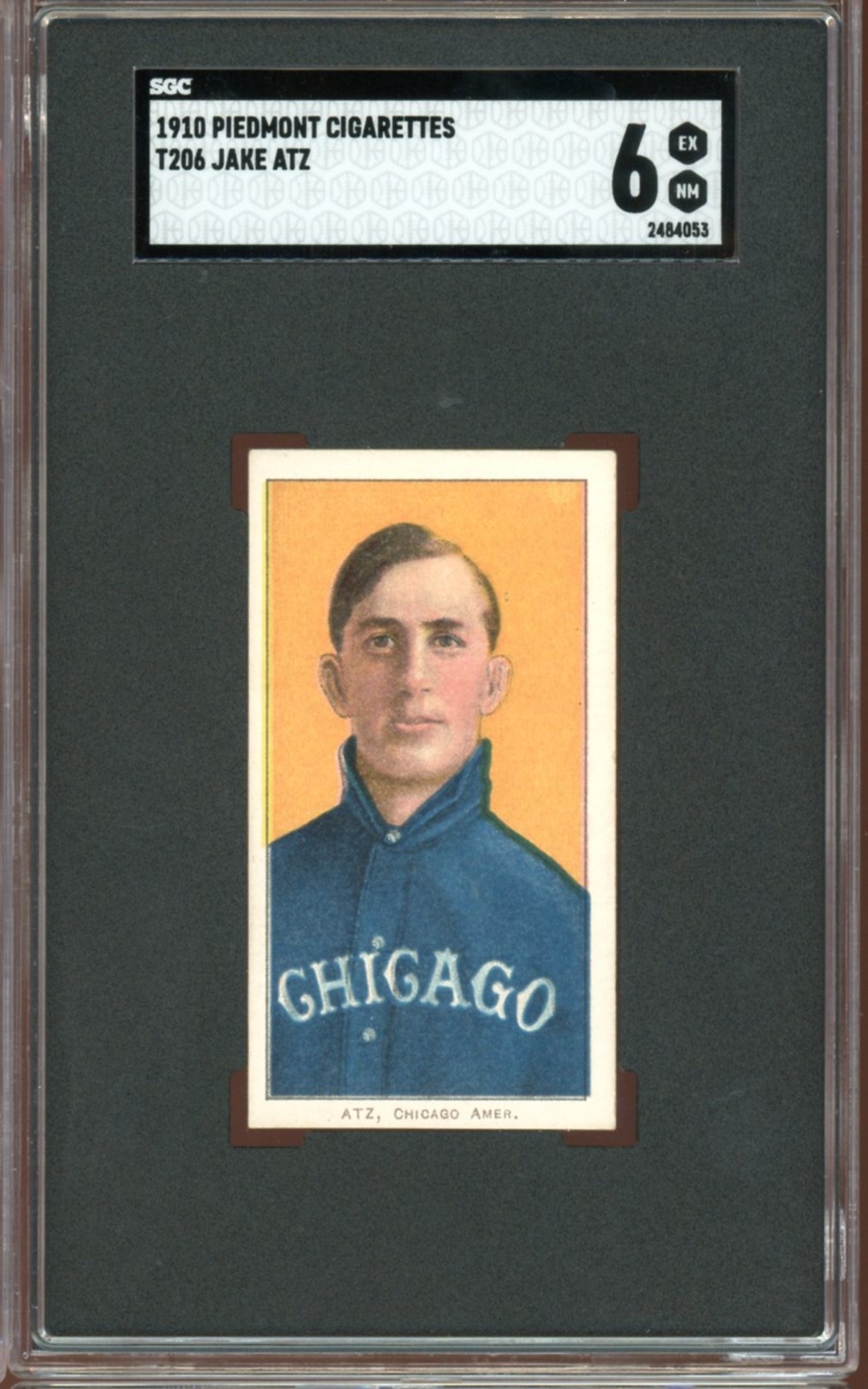1909-11 T206 Piedmont Cigarettes Baseball Jake Atz SGC 6