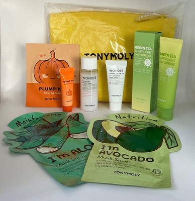 TONYMOLY 8 pc K-Beauty Travel Set:  Masks, Toner, Face & Eye Cream + Sunscreen