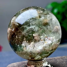 41G Natural Green Ghost Crystal Quartz Ball Crystal Sphere Mineral Specimen