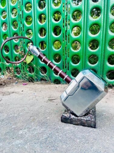Thor Hammer Avengers Legend Props Mjolnir Réplica Completa de Martillos de Metal con Soporte - Imagen 3 de 3