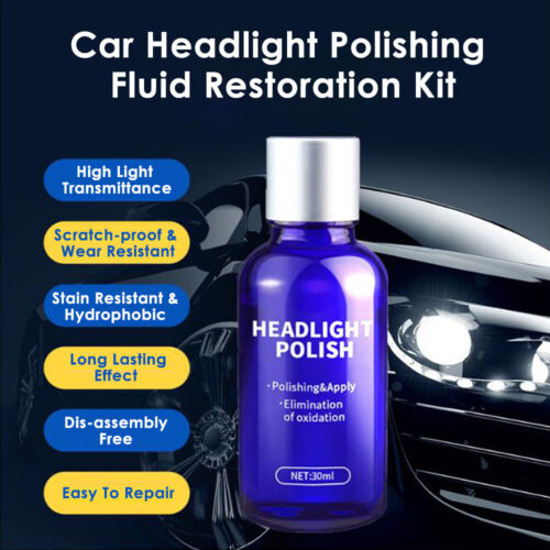 2× Car Headlight Lens Restoration Fluid Repair Kit Plastic Light Polish Cleaner - Picture 4 of 14