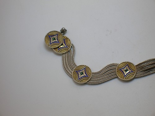 ENAMELED STERLING SILVER BRACELET ISTANBUL SILVER HOUSE 6 1/2" WRIST - B.OFFER - Picture 2 of 11