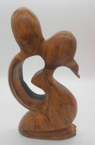 African Carved Wooden Ritual Statue Kissing Couple Figurine 7” - Picture 6 of 7
