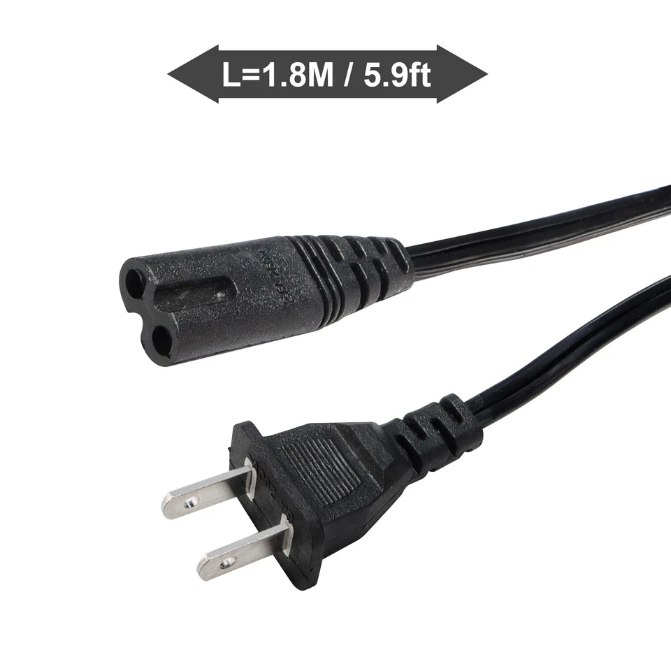 AC Power Cord 2 Prong Cable for PS 5 4 3 2 Slim XBOX PC Laptop PSV Monitor TV - Image 3 of 4