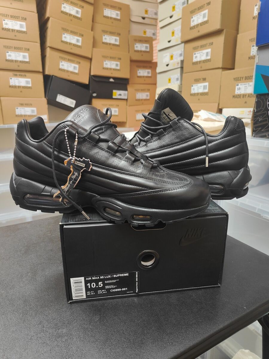 Pre-Owned Nike Air Max 95 Lux Supreme Triple Black Size 10.5 Pre-Owned Nike Air Max 95 Lux Supreme Triple Black Size 10.5