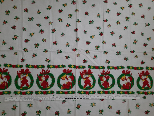 Amazing VTG Christmas Border Print Fabric ~ Santa's Helper ~ Elf ~ Pixie 36"x62" - Picture 8 of 14