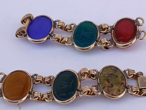 Vintage 6 Gemstone Group Gold 12k GF Shape Oval Handmade Multicolor Fashion Rare - Picture 5 of 11