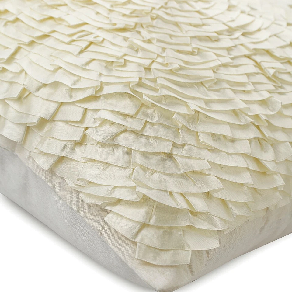 Funda Cojín Sofá Decorativo Marfil 16"x16", Decoración Hogar Satinado - Delicada Flor Foto 2 de 3