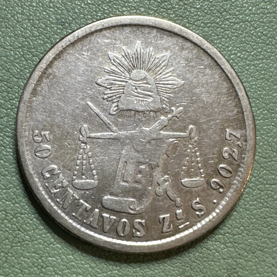 Mexico 1878/7 Zs S Silver 50 Centavos KM 407 Second Republic Details Cleaned - Image 4 of 4