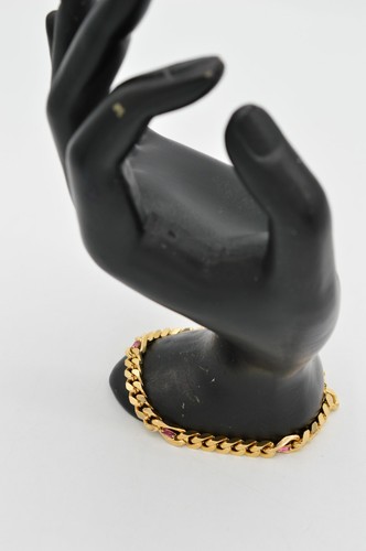 Vintage Chain Bracelet Gold Cuban Purple Rhinestone Crystal Baguette 1980s Bin6 - Picture 6 of 12