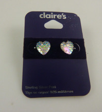 Sterling Silver post Heart mermaid studs earring earrings 925