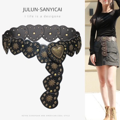New punk trend retro versatile waist PU belt Western style belt for women
