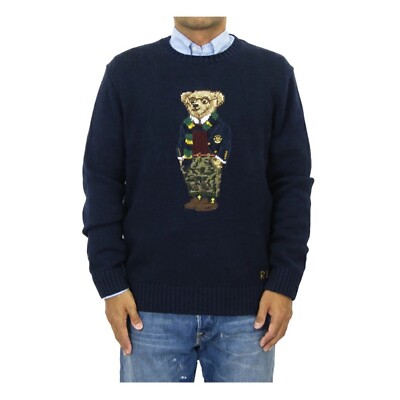 Polo Ralph Lauren Crewneck Preppy Bear Polo Bear pullover Sweater Navy  Blue