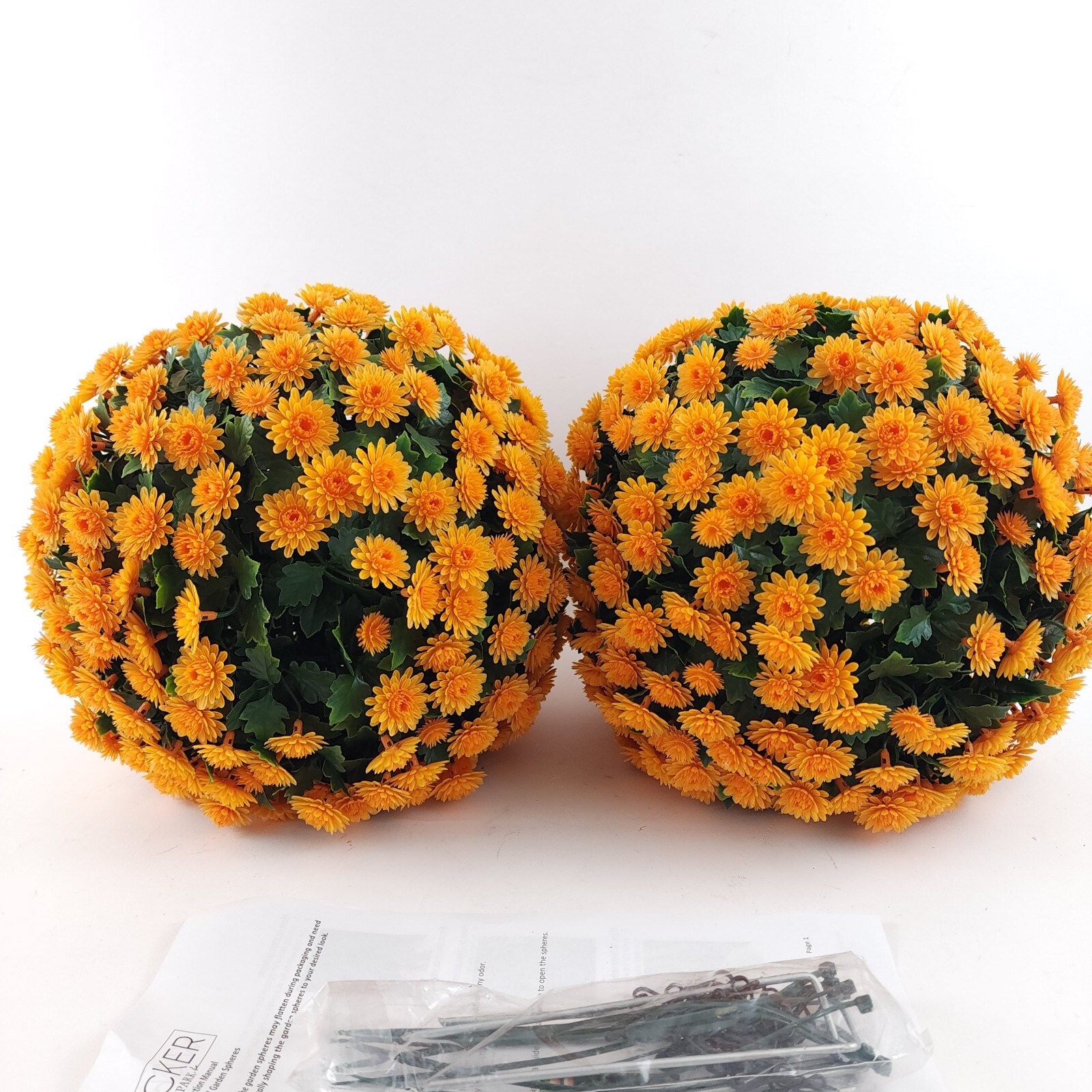 Wicker Park Set of (2) 12" Faux Mum Indoor/Outdoor Garden Spheres