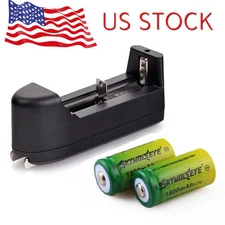 2pcs 16340 3.7v 1800mAH Rechargeable Li-ion Battery Batteries And Smart Charger