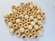 Lot of 50 Natural Wood Round Macrame Wooden Craft Plant Hanger Beads 1" 25mm