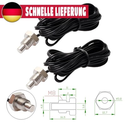 2x NTC 10K Thermistor Temperature Sensor Thread Probe Cable 1/2/3m
