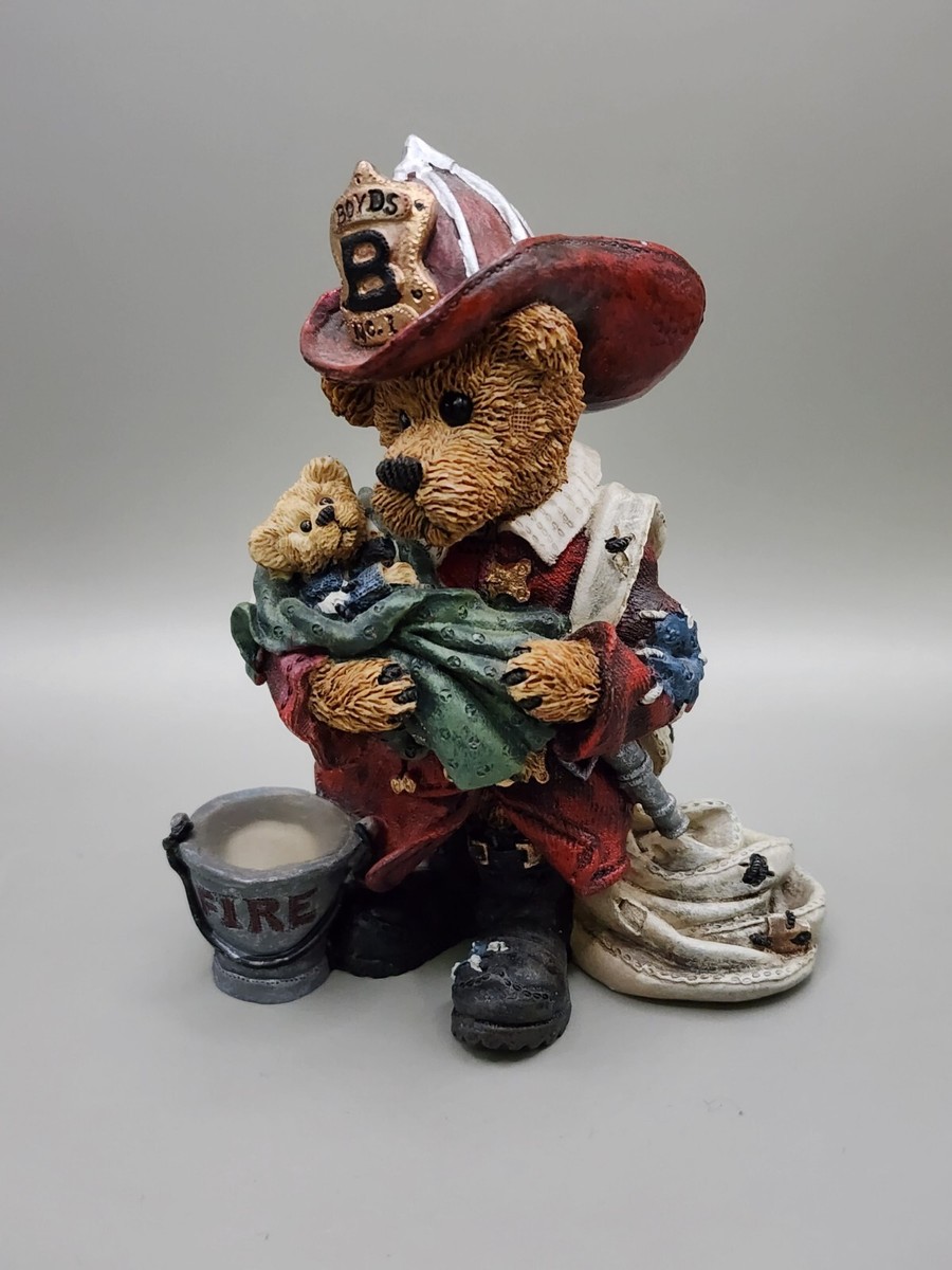 Boyds Bears Figurine Firefighter Bear Elliot the HERO #2280 Rustic