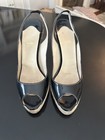 Christian Louboutin black patent peep-toe slingback, size 40 — photo 1